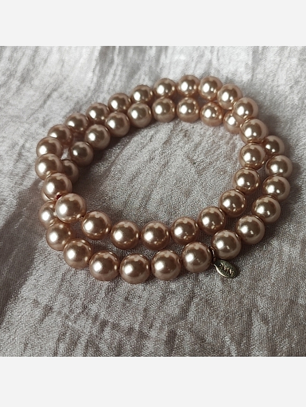 Roman RMN Avon? Champagne Faux Pearls Stretch Bracelets Dual Pair